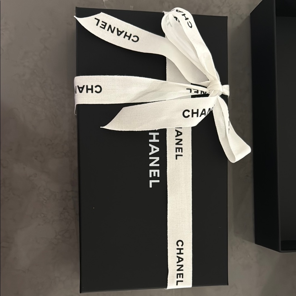 Chanel Black Gift Box  for wallet or small bag with White Ribbon